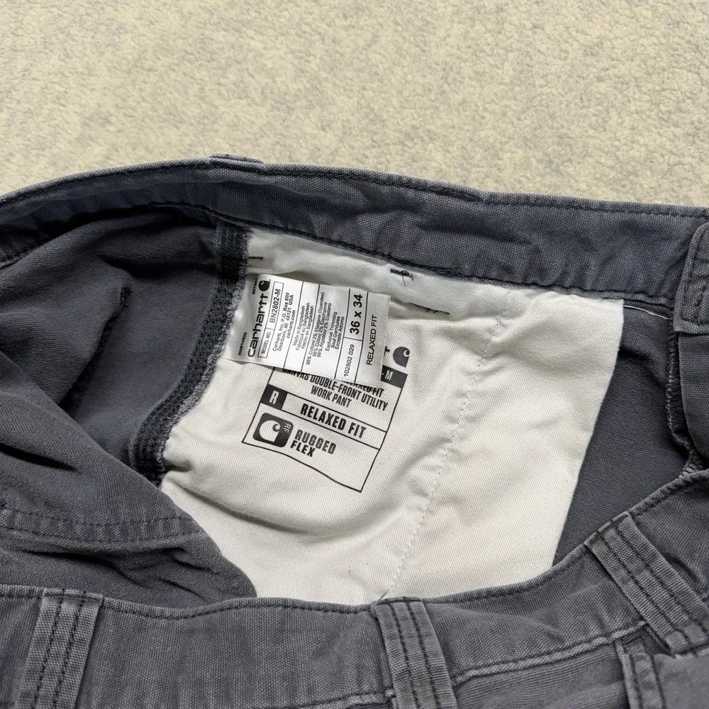 Carhartt Rugged Flex Double Front Work Pants Distressed Gray 36x34 - Picture 6 of 10